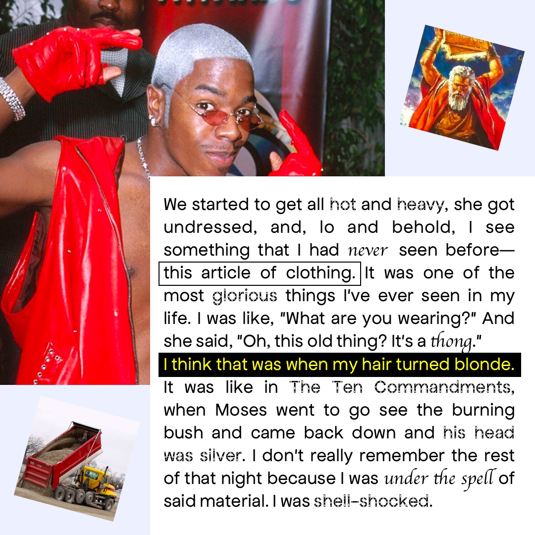 collage with images of 'Thong Song' singer Sisqo and and text from interview with him
